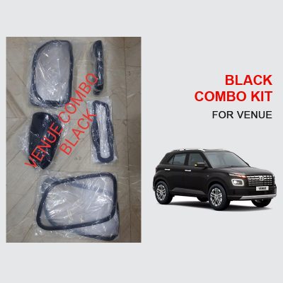 Verkoper Black Chrome Combo Kit for Hyundai Venue | Garnish Accessories kit | Set of 8pcs