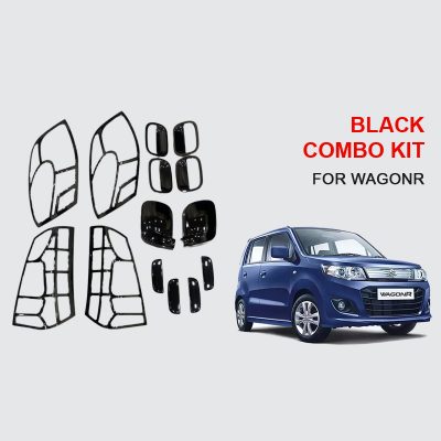 Verkoper Black Chrome Combo Kit for Maruti WagonR | Garnish Accessories kit | Set of 14pcs