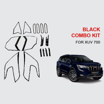 Verkoper Black Chrome Combo Kit for Mahindra XUV700| Garnish Accessories kit | Set of 14pcs