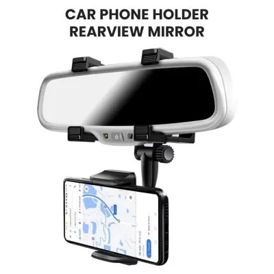 CAR MOBILE HOLDER WITH REAR VIEW MIRROR MOUNT